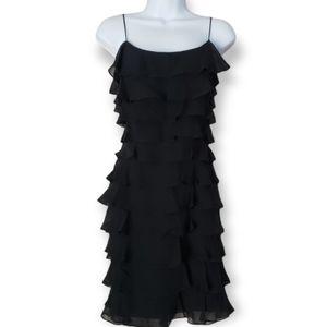 NWOT Ralph Lauren black silk layered ruffle mini cocktail LBD dress Wome…